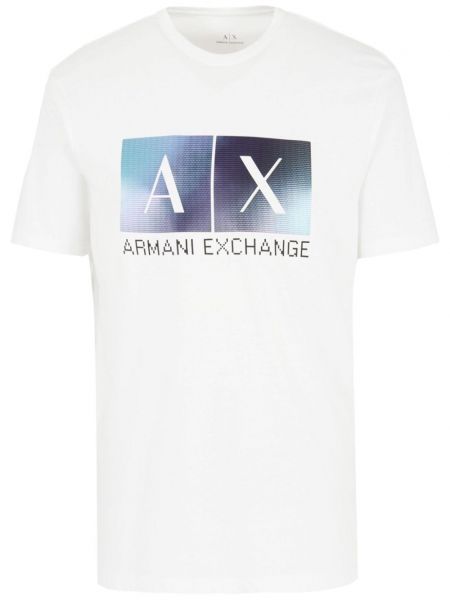 Mustriline puuvillased t-särk Armani Exchange valge