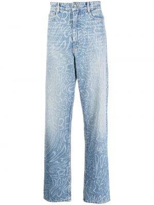 Straight leg jeans con stampa Domrebel blu