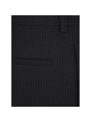 Pantalones de cintura alta de lana a rayas Saint Laurent negro