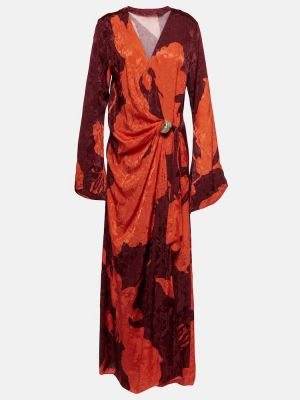 Robe longue à fleurs en jacquard Johanna Ortiz rose