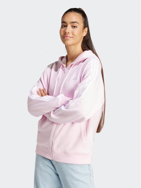 Bluza z kapturem bawełniana Adidas różowa