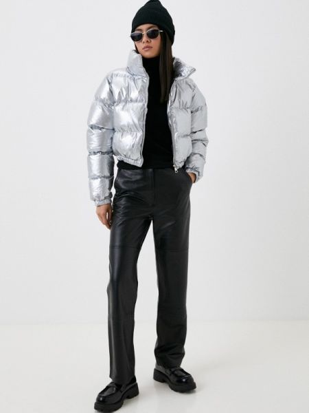 Утепленная хлопковая демисезонная куртка Fresh Cotton серебряная