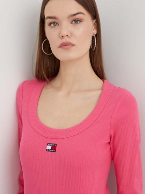 Блуза с дълъг ръкав Tommy Jeans розово