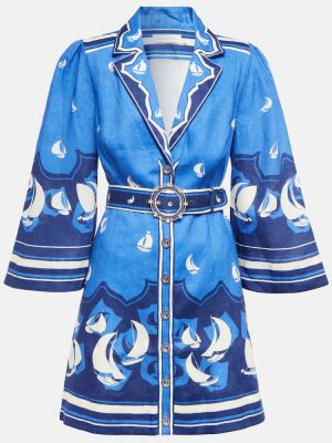 Lněné šaty Zimmermann modré