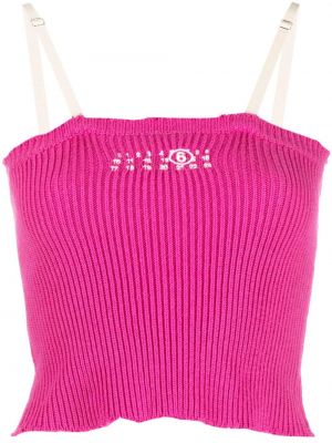 Kort tröja med broderi Mm6 Maison Margiela rosa