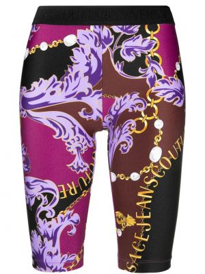 Shorts en jean à imprimé Versace Jeans Couture violet