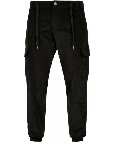 Карго панталони от рипсено кадифе Urban Classics черно