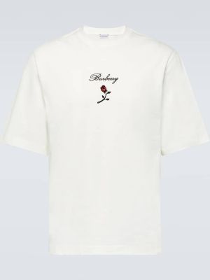 Памучна тениска бродирана от джърси Burberry бяло