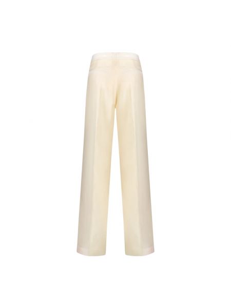 Pantalones rectos de lana de seda Fabiana Filippi beige