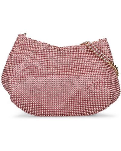 Мрежести чанта за ръка с кристали Rosantica розово