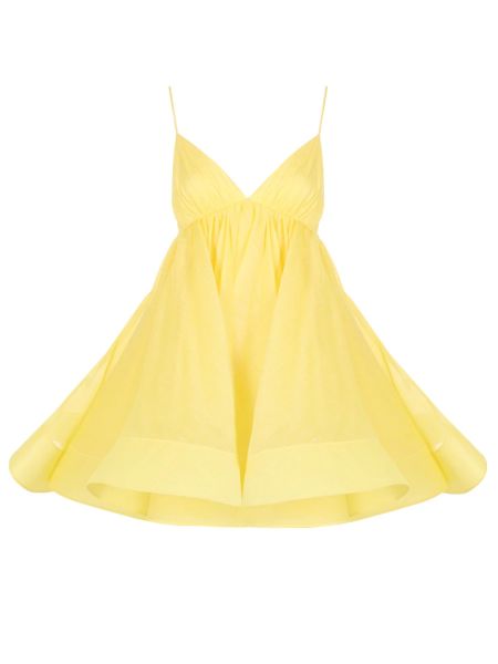 Шелковое льняное коктейльное платье Yvon желтое