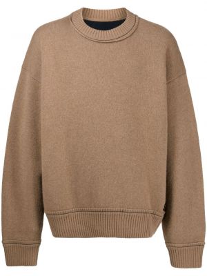 Sweter z okrągłym dekoltem Sacai brązowy