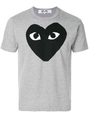 T-shirt à imprimé de motif coeur Comme Des Garçons Play gris