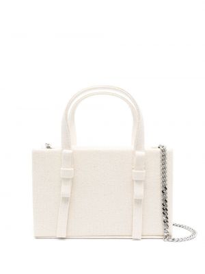 Δερμάτινη τσάντα shopper Kara λευκό