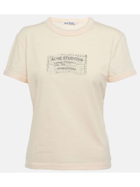 T-shirt di cotone con stampa in jersey Acne Studios arancione