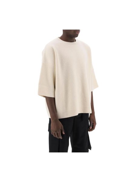 Camisa de lana manga corta de tela jersey Moncler beige
