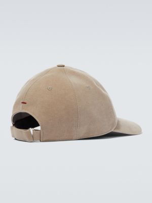 Medvilninis siuvinėtas kepurė su snapeliu Brunello Cucinelli smėlinė