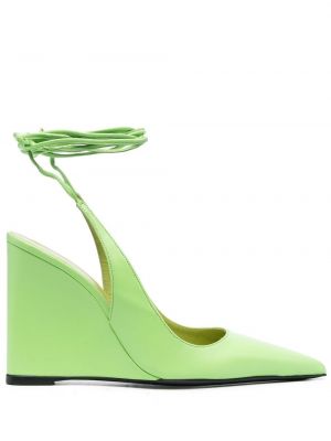 Полуотворени обувки с клин ток с отворена пета By Far зелено