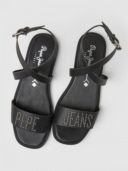Кожаные босоножки Pepe Jeans London черные