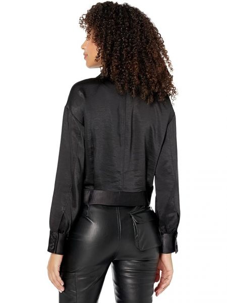 Атласный куртка-рубашка на пуговицах Bcbgmaxazria черный