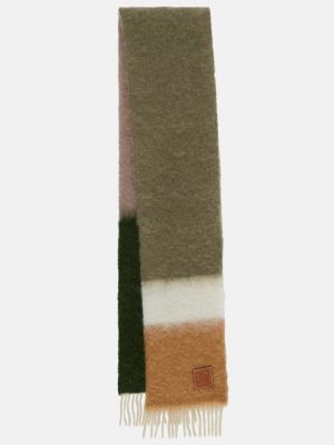 Mohérový pruhovaný vlněný šál Loewe zelený