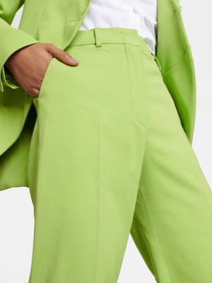 Voľné rovné nohavice s vysokým pásom Sportmax zelená