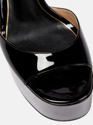 Sandales en cuir à plateforme vernis Valentino Garavani noir