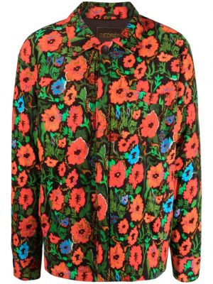 Bomber jakna iz pliša s cvetličnim vzorcem s potiskom Siedres oranžna