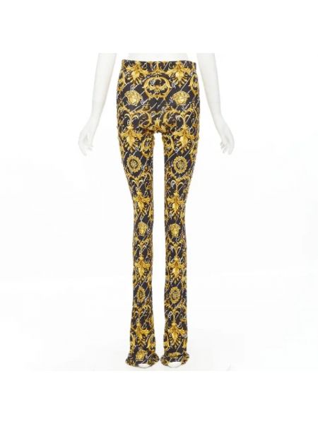 Spodnie z tkaniny Versace Pre-owned żółte