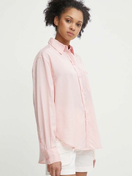 Koszula relaxed fit Lacoste różowa