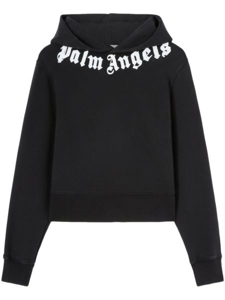Pamučna dugi sweatshirt s printom Palm Angels crna