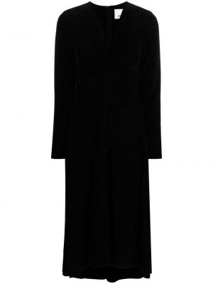 Midi obleka z v-izrezom Isabel Marant črna