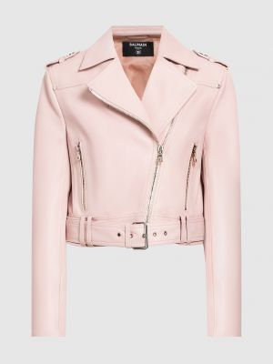 Шкіряна куртка Balmain рожева