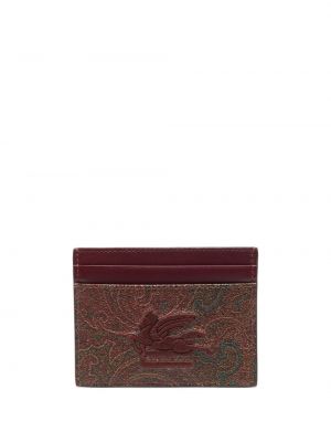 Kožená peněženka s výšivkou Etro červená