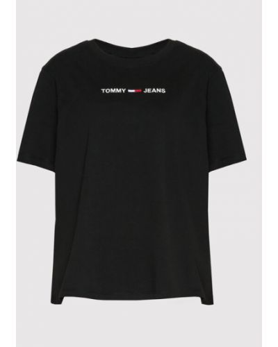 Tommy Jeans Curve Póló Linear Logo DW0DW10551 Fekete Regular Fit