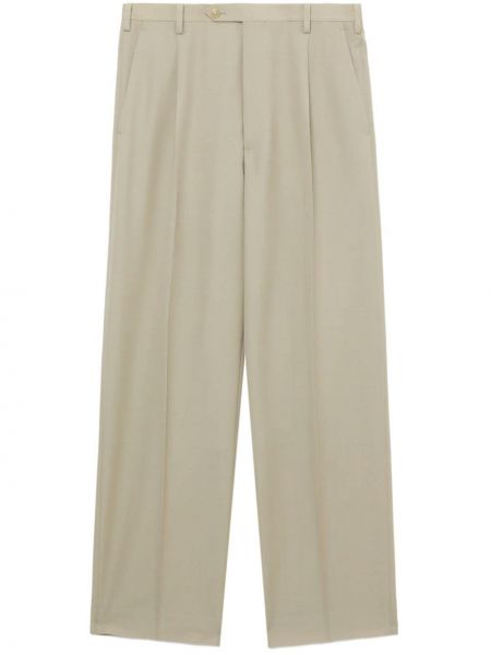 Mohérové vlněné rovné kalhoty s tropickým vzorem Auralee béžové