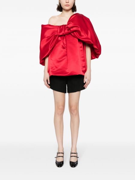 Satynowa bluzka z kokardką oversize Simone Rocha czerwona