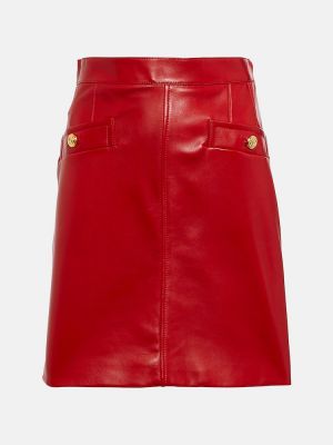 Mini falda de cuero Gucci rojo