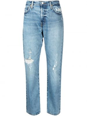 Straight fit džíny s oděrkami Frame modré