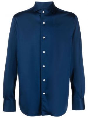 Džersinė medvilninė marškiniai Canali mėlyna