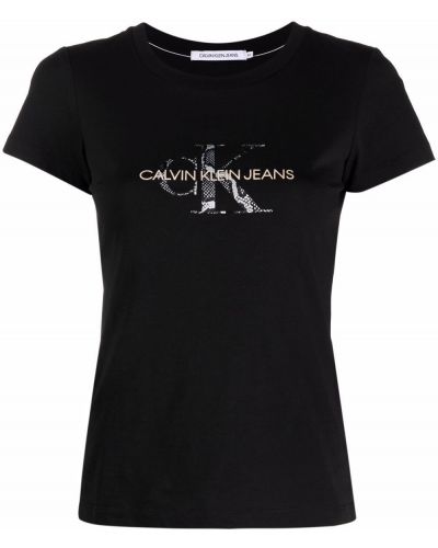 Джинсовая футболка с принтом короткая Calvin Klein Jeans