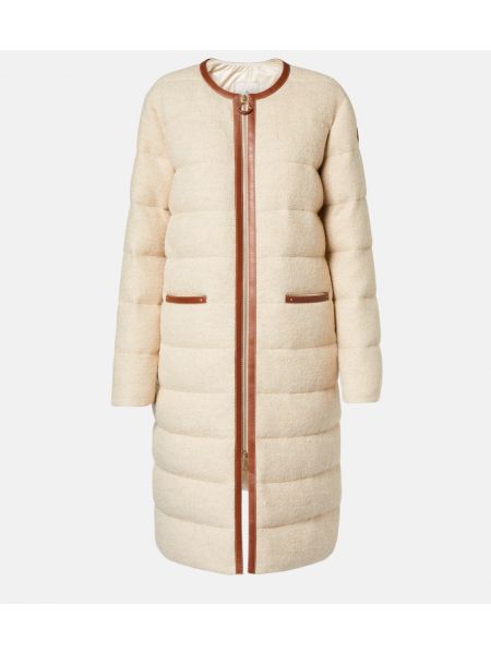 Ner ull lång kappa Moncler vit