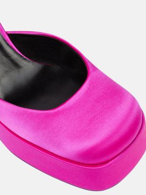 Сатенени полуотворени обувки на платформе Versace розово