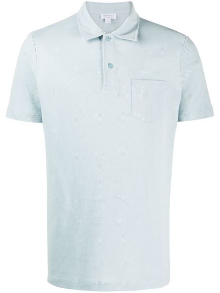 Polo marškinėliai su kišenėmis Sunspel mėlyna
