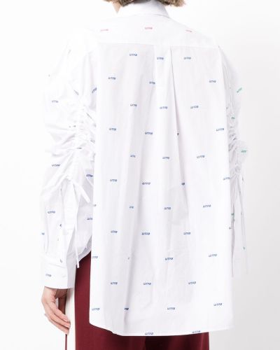 Koszula z nadrukiem asymetryczna Pushbutton biała