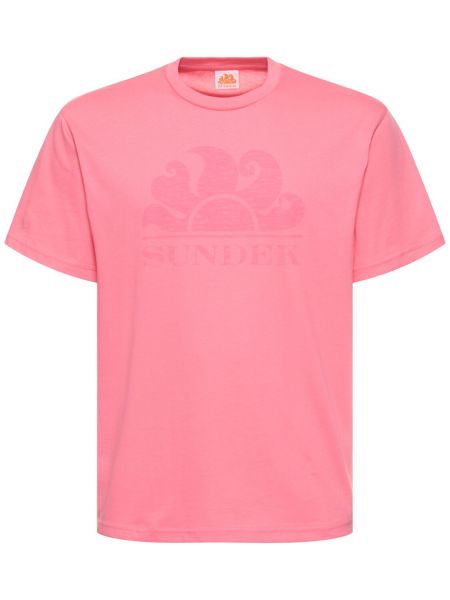Памучна тениска с принт от джърси Sundek розово