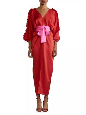 Красное атласное платье Cynthia Rowley