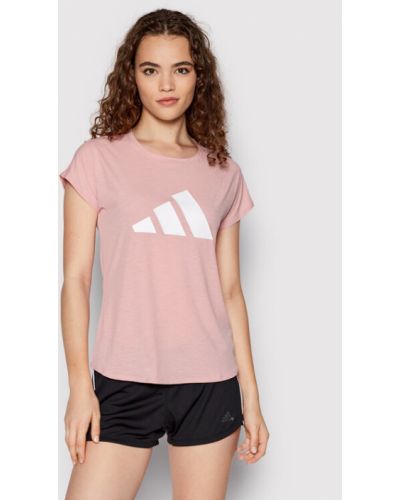 Pruhované priliehavé športové tričko Adidas Performance ružová