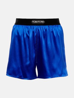 Pantaloni scurți din satin de mătase Tom Ford albastru