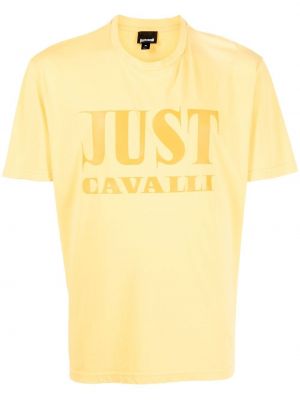 Памучна тениска Just Cavalli жълто